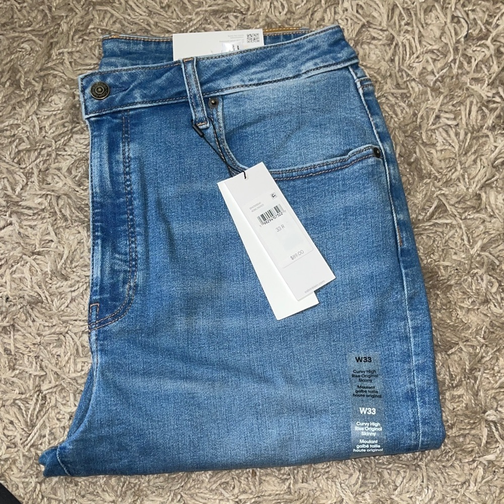 Calvin Klein Light Blue Curvy High Rise Original Skinny Jeans.